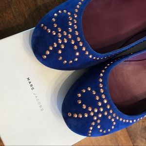 Marc Jacobs Blue Suede Ballet Bow Flats- 7.5